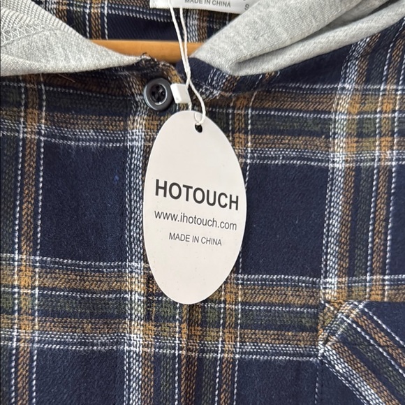 Amazon Womens Multicolored Plaid Hooded Long Sleeve Buttondown Size S - Picture 3 of 4